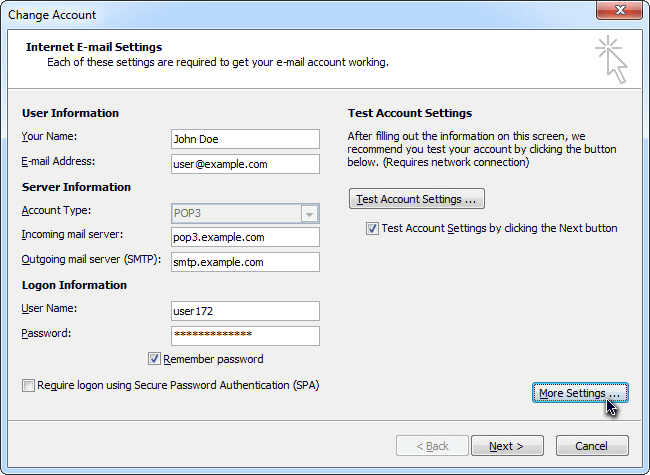 Microsoft smtp server settings